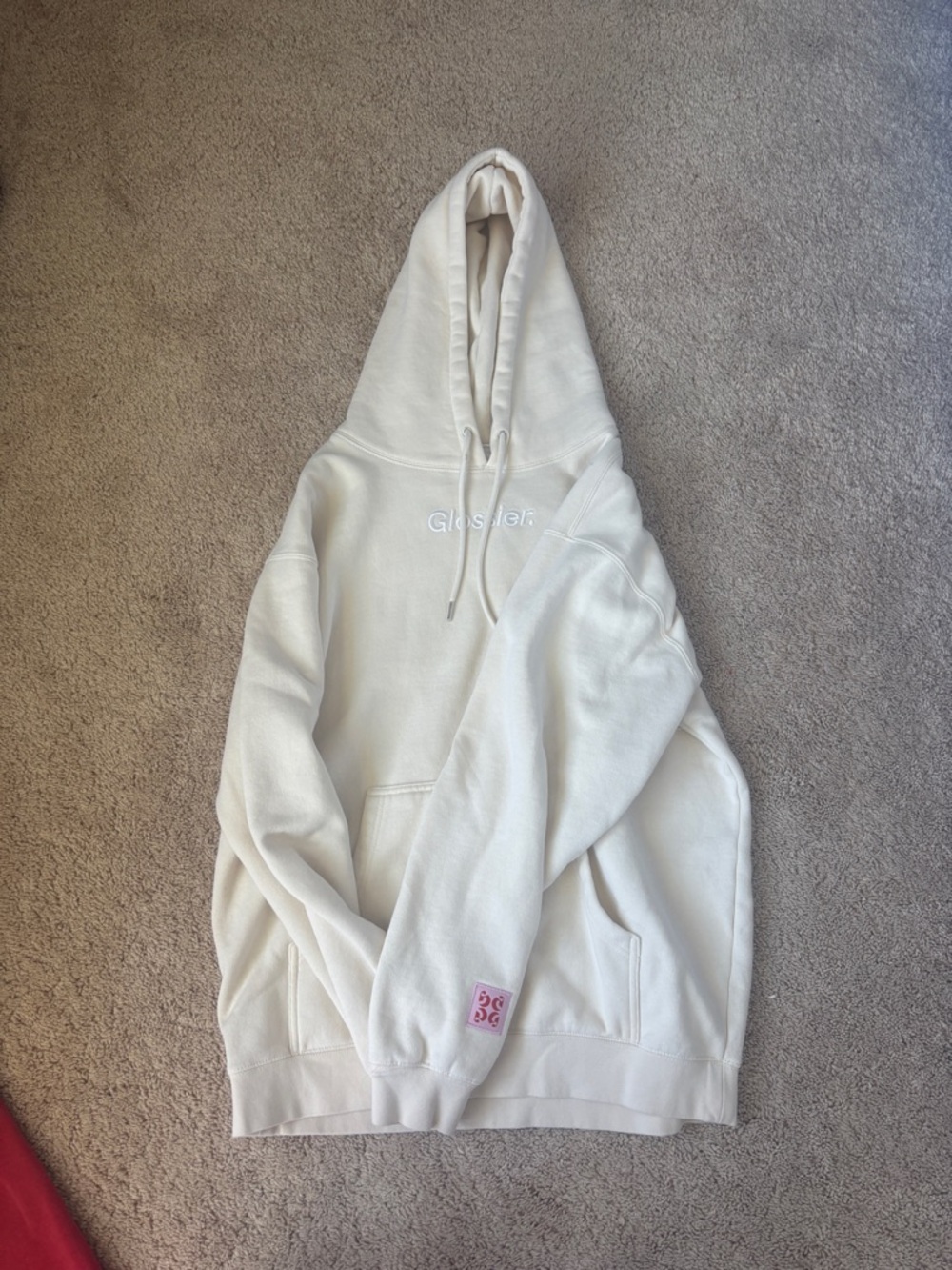 Glossier m Cream Hoodie Sweatshirt